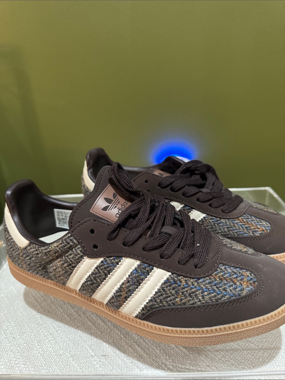 adidas Men’s Brown Knit & Cream Striped Sneakers